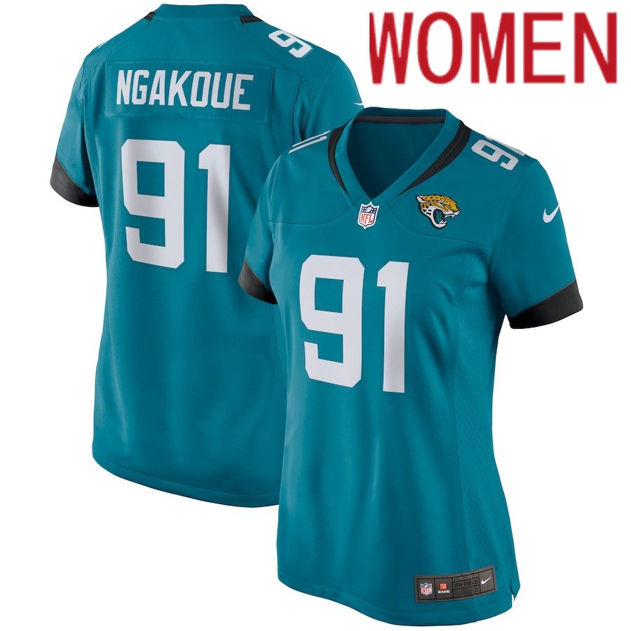 Women Jacksonville Jaguars #91 Yannick Ngakoue Nike Green Game NFL Jersey->women nfl jersey->Women Jersey